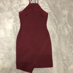 Burgundy, form fitting cocktail dress